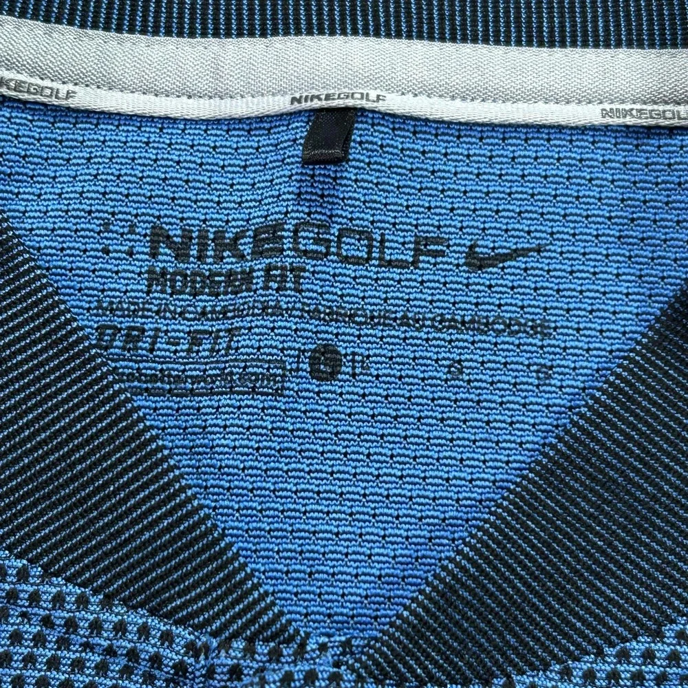 Nike‎ Golf Shirt Mens Large Blue Momentum Fly Swing Knit Performance